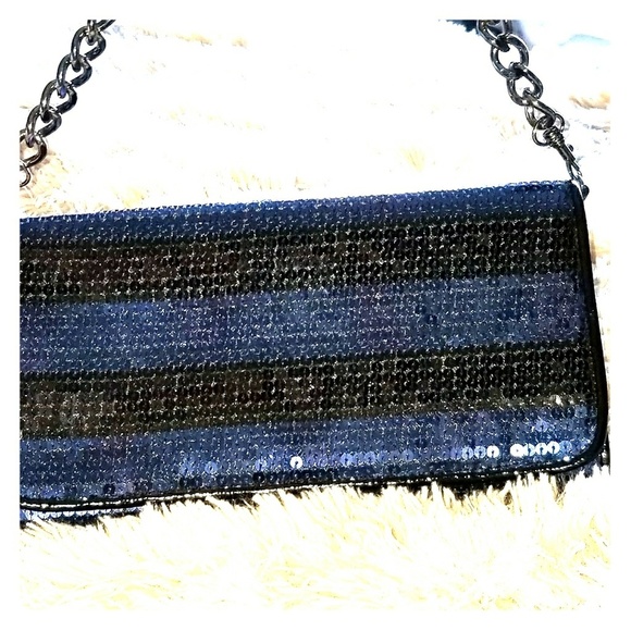Betsey Johnson Handbags - Like new Betsey Johnson blue/black Sequin shoulder Purse or Clutch!